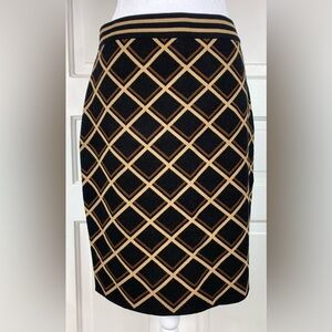 Etcétera Woven Knit Pencil Fitted Stretchy Checked Sweater Skirt - Size M